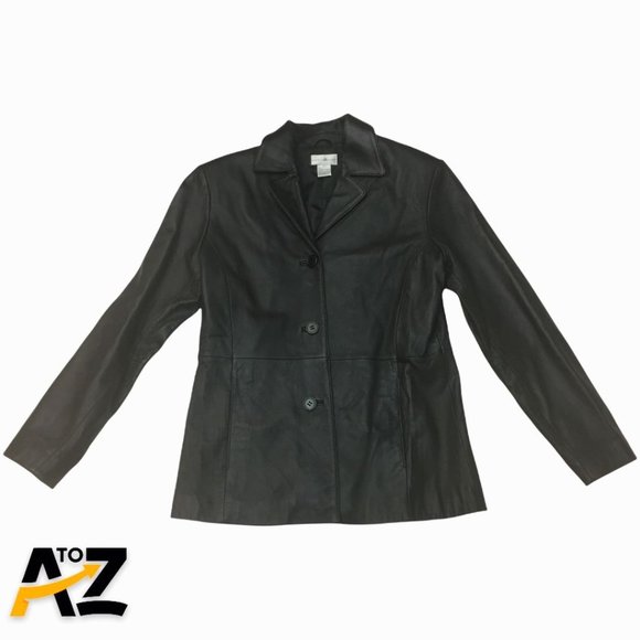 Women's Preswick & Moore Black Leather Jacket Size S - Picture 1 of 13